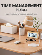 aboveClock Digital Alarm Clock, Wooden Bedside Clock with Large LCD Backlit Display, Temperature, Snooze Function, Brightness Sensor, 3 AAA Battery OperatedBattery NOT Included