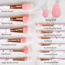 Makeup Brushes Sets Start Makers Professional 12Pcs Pink Marble Brush Set with Foundation Concealer Blush Eyeshadow Beauty Blender and Make Up Bag