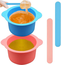 mciskin 2pcs Silicone Wax Warmer Liner,Non-Stick Wax Pot Silicone Bowl Replacement,Reuse Wax Melt Warmer Liner with 2pcs Silicone Spatulas for Hair Removal(Pink+Blue)