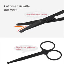 2pcs Stainless Steel Shaving Scissors Set with Pointed Scissors & Round Pointed Nose Hair Makeup Tools are Suitable for Men and Women to use at Home or in Salons and are Easy to Carry (Black)