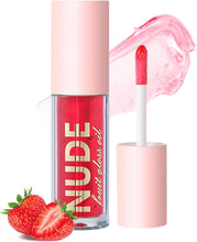 Hydrating Lip Oil - Moisturizing Lip Tint - Long Lasting Nourishing Lip - Toot Lip Oil for Dry Lips - Strawberry Glossy Glass Lip Oil for Plumping Lip Gloss - Non Sticky Clear Lip Gloss for Women(02)