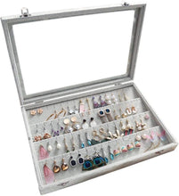 BIENSER Earrings Organiser, Velvet Clear Lid Earring Holder & 40 Pairs Earrings Storage Box, Jewellery Boxes Display Showcase Case Lockable, Dustproof, 13.14"(L) X 9.18"(W)