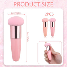 2 Pcs Mushroom Makeup Sponge, Long Handle Facial Cosmetic Foundation Sponge Powder Puff Blending Sponge Concealer Eyeshadow Liquid Creams Applicator Tool Beauty Blender Brush (Pink & Apricot)