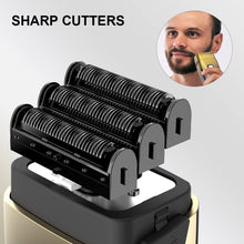 Hatteker Triple Blades Shaver Electric Shaver Razor for Men Close Bald Head Barber Shaver Trimmer Waterproof Wet & Dry, Cordless, Gold