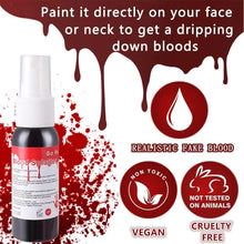 Go Ho Blood Splatter Fake Blood Washable(1.06 oz),Halloween Fake Blood Spray Eye Blood Drops Body Paint,Fake Blood for Clothes and Zombie Monster Vampire Clown Costume Cosplay Makeup,30g