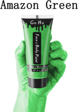 Go Ho Amazon Green Cream Face Body Paint(2.37oz,70ml),Water Based Green Hulk Witch Gamora Grinch Makeup Face Painting for Adults Children SFX Cosplay Costumes Festivals Halloween