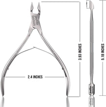 Jestilo Cuticle Remover Tool Set with Cuticle Cutter and Cuticle Pusher - Stainless Steel Professional Cuticle Nipper and Pusher Nail Care Tools for Salon and Level Mani-Pedi at Home - Silver (Silver)