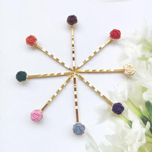 8Pcs Rose Flower Bobby Pins Floral Hair Clips Mental Hair Pins Pieces Accessories for Women Girls (Gold)