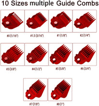 for Andis Magnetic Clipper Guards, KAYNWAY Professional Upgrade Magnetic Clippers Guards Comb Guides Set for Andis Master Clipper, 10PCS (Red)