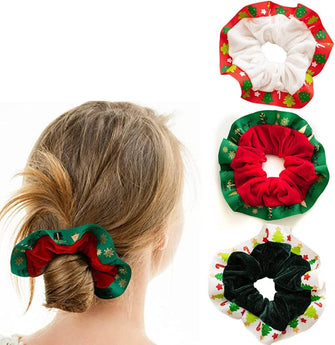 Generse Christmas Hair Scrunchies Elastic Hair Bands Cute Hair Ties Party Birthday Hair Accessories for Women and Girls 3Pcs (C)