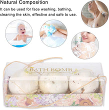 Handmade Bubble Bath Bomb Gift Set, Rich in Essential Oil, 3Pcs Bath Bomb Ball with Dried Flower Aromatherapy Relaxation Moisturizing Spa to Moisturize Dry Skin, for Women Family