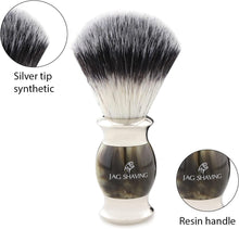 Jag Shaving Shaving Brush - Synthetic Silvertip Shaving Brush - Jag's Lee Range - Elegant Design - Perfect Shaving Brush - for Your Shaving Razor - Green Horn Imitation