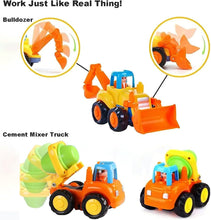 HOLA Toys for 1 Year Old Boys Gifts, 4 Pack Friction Power Kids Digger Trucks Toy Cars for 1+ 2 Year Olds, Early Education Construction Vehicles Toddler Baby Kids Toys for 3 Year Old Boys