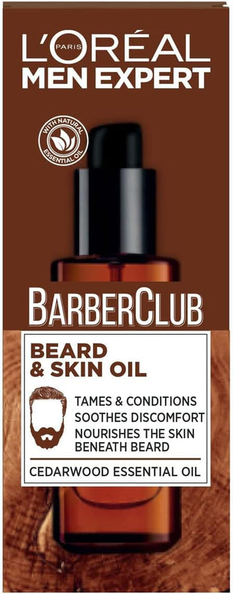 L'Oreal Men Expert Skin Care Barber Club Beard Skin Oil, Cedarwood, 30 ml, Pack of 1