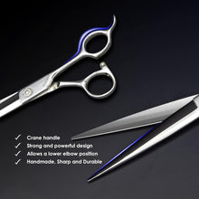 GUNST Hairdressing Scissors 7 Inches Professional Hair Cutting Scissors 440C for Hairdressers, Silver