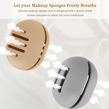 2 Pcs Makeup Sponge Holder Silicone, Beauty Egg Silicone Storage Case with Double Sided Vent Design- Reusable Cute Shatterproof Eco-Friendly Makeup Sponge Travel Case - Coffee and Grey