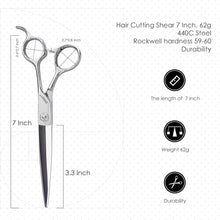 GUNST Hairdressing Scissors 7 Inches Professional Hair Cutting Scissors 440C for Hairdressers, Silver