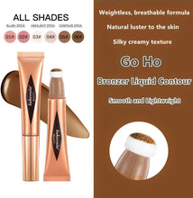 Go Ho Liquid Contour Wand,Liquid Bronzer Stick,Cream Face Concealer Contouring with Cushion Applicator,Easy to Blend & Long Lasting & Smooth Natural Natural Dewy Finish,05 Bronzer Contour Liquid