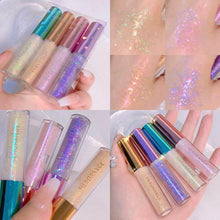 4Pcs Liquid Eyeshadow Set Crystal Diamond High-gloss Liquid Liner Shimmer Glitter Highlight Metallic Liquid Shadows Quick-drying Sequin Pearlescent Eye Makeup Cosmetic