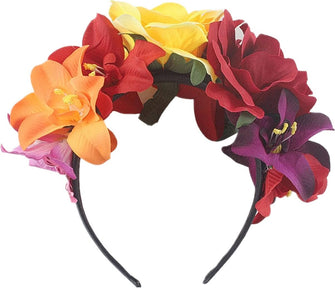 Halloween Flower Crown Headband Flower Garland Hair Band Halloween Day of The Dead Party Costume Headpiece for Women Girls