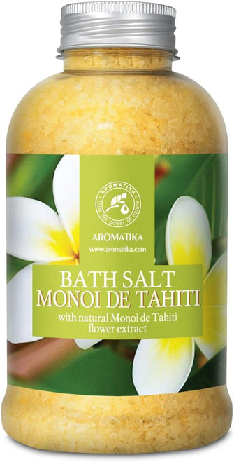 Bath Sea Salt Monoi de Tahiti - 600g - Bath Salts with Coconut Essential Oil and Gardenia Flowers Extract for Bath Soak - Relaxing Bath - Good Sleep - Aromatherapy Bath Salts - Sea Salt Bath