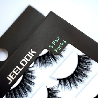 Jeelook False EyeLashes 5 Pairs-3D Handmade russian strip lashes Fake Fluffy Wispy Eyelashes Faux Mink Lashes fake lashes