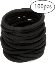 H&S 100 Elastic Hair Bands 4mm Hair Ties Bobbles Elastics Hairbands Ponytail Holders No Metal for Women Girls Kids Men Thick Hair Black