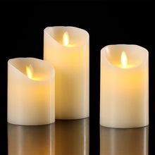 Aku Tonpa Flameless Candles Battery Operated Pillar Real Wax Flickering Moving Wick Electric LED Candle Set with Remote Control Cycling 24 Hours Timer, Pack of 3 (D:7.5cm X H:10, 12.5, 15cm)