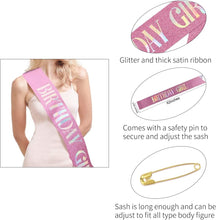 "Birthday Girl" Sash & Rhinestone Tiara Set, Great Birthday Gifts,Rose Gold Birthday Sash/Tiara for Women's Birthday Party Decoration (Rose Red)