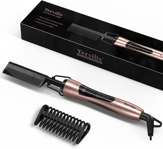 Hot Comb Electric by Terviiix, Hot Comb for Wigs, Afro Hair & Beard, Anti-Scald Straightening Comb with Keratin & Argan Oil Infused Teeth, Temperatures Adjustable, 60 Min Auto Shut Off