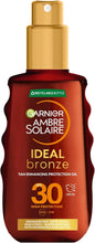 Garnier Ambre Solaire Ideal Bronze Protective Oil Sun Cream Spray SPF30, High Sun Protection Factor 30, Shea Butter, Water Resistant & Non Greasy Sunscreen, UVA & UVB Protection, 150ml