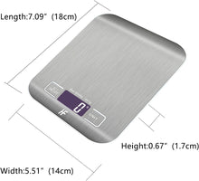 HomeFashion 5kg 1g 11lb Digital Kitchen Scales Food Scale with stainless steel Platform Electronic Cooking Backlit LCD Display Multifunction for Home and Office Use