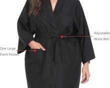 Hairdressing Salon Client Gown Kimono Style - 43" Long (Black)