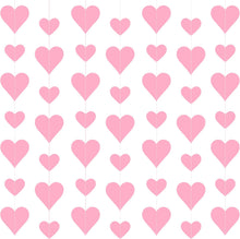 4PCS Heart Garland, Valentines Day Decorations Paper Hearts Streamers Hanging Hearts Decorations for Valentines Galentines Day Birthday Bridal Shower Wedding Engagement Anniversary Decor (Pink)