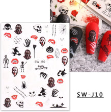 12 Sheets Halloween Nail Art Stickers Decals Self-Adhesive Cute Kids Spider Web Pumpkin Skull Bat Ghost Witch Nail Supplies Nail Art Design Decoration Accessories