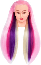 Kalyx 26-28inches Mannequin Head Pink+Red+Purple+Blond Hair Styling Training Head Manikin Cosmetology Doll Head Synthetic Fiber Hair Long colorful Hair with Free Clamp Stand