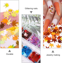 Lurrose 2 Boxes Maple Leaves Nail Art Manicure Sequin Stickers Holographic Maple Leaf Confetti for Fall Autumn Nail Art Decoration