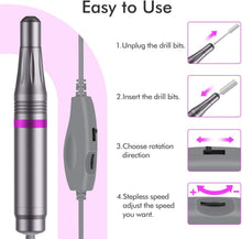 HAPAW Electric Nail File, USB Electric Nail Files 20000 RPM Adjustable Speed Portable 11 in 1 Electric Manicure Pedicure Kit Nail Drill for Acrylic Nails, Gel Nails