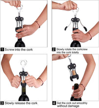 Foho Corkscrew Wine Bottle Opener with Bottle Stopper, Waiters Multifunctional Metal Wing Corkscrew for Wine Beer Cap Bottles Opener Remover