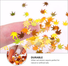 Lurrose 2 Boxes Maple Leaves Nail Art Manicure Sequin Stickers Holographic Maple Leaf Confetti for Fall Autumn Nail Art Decoration