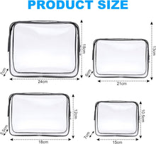 Aucuu 4-Pack Clear Wash & Makeup Bags TSA Approved Makeup Bags, PVC Waterproof Travel Wash Bags (Largea, Medium, Small, Minimum), 4pack-black, 29222cm