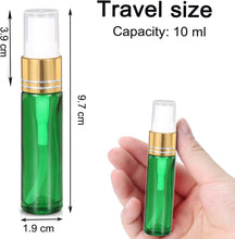 JamHooDirect 6Pcs 10ml Empty Glass Spray Bottles with Golden Fine Mist Sprayers, Travel Atomiser Refillable Portable Container Includes 2 Droppers for Essential Oils, Perfume or Night Out Fragrance