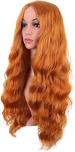 MapofBeauty 28 Inch/70 cm Long Wavy Middle Part with No Bangs Synthetic Fiber Curly Fashion Women Party Cosplay Wig (Orange)