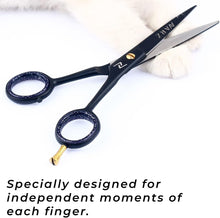 NARZ Professional Hairdressing scissors for Barbers & Hairdressers 6" Stainless Steel Hair Cutting Scissors for Men & Women (Black) (Royal Black)