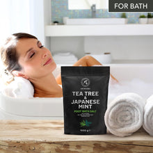 Foot Bath Salt with Tea Tree and Japanese Mint Essential Oils - 1kg /1000g - Natural Sea Salt Foot Bath - Foot & Nail Soak - Pedicure Foot Soak - Foot Care - Foot Odor - Aromatherapy Bath Salts