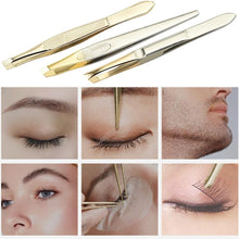 3pcs Eyebrow Tweezers Set, Stainless Steel Slant Tweezer Makeup Tool is Easy to Hold, Durable and Portable, Used to Remove Hair, False Eyelashes, Double Eyelids