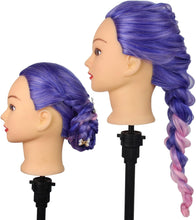 Auzass Hairdressing Head, Soft 26-28Inch Training Head 100% Synthetic Fiber Hair Mannequin Head Hairstyling Dolls Head with Table Clamp+Braid Set, Present for Girls Kids Hairdressers