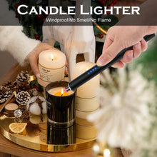 Candle Lighter Electric Lighter USB C Rechargeable Long Lighter Flameless Plasma Arc Lighter Windproof Electronic Lighter for BBQ, Fireworks, Candles, Gifts for Women (Black)