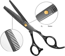 JINSHOW 12Pcs Scissors Hair Hairdressing Professional Shears Set Thinning Cutting Clip Comb Stainless Steel Cut Pouch Kit Salon Barber Women Men Kids Black (12)