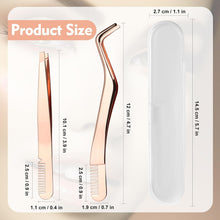 Lash Tweezer for Eyelash Extensions + Flat Tip Eyebrow Tweezer Eyelash Tweezers for Extensions with Lash Comb Curved Tweezers Eyelash Applicator Tool for Girls Women Beginners Makeup Artists